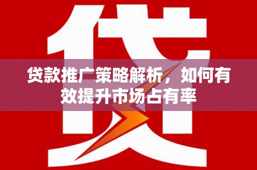 晋江贷款推广策略解析，如何有效提升市场占有率