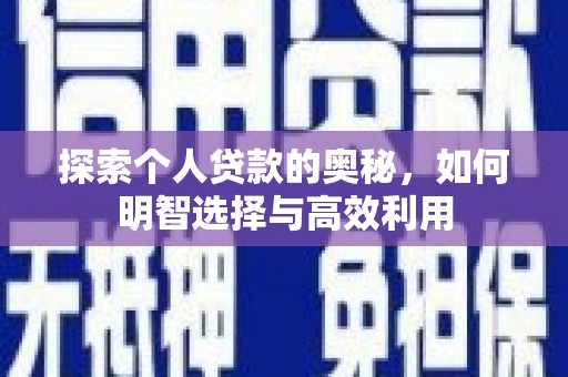 舞阳探索个人贷款的奥秘，如何明智选择与高效利用